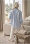 Hijab Collar Is Closed Natural Linen Fabric Loose Fit Comfortable Cut Shirt Blue - 3