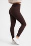 Women's High Waist Gathering Tights Slim Fit Stretchy Casual Brown Tights - 3