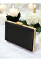 Black Color Glitter Non-Spill Imported Kumsim Metal Handle Evening Dress Bag with Stone Case - 2