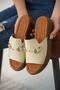 Beige Genuine Leather Slippers Tr31My62C - 4