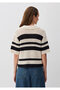 Black Striped Knitwear Polo 1710678-85407 - 4