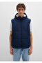 Hooded Navy Blue Puffer Vest Regular Fit / Regular Cut 0110455-82318 - 4