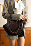 Original Large Size Tote Makeup Bag Luxury Soft Leather Double Strap Handbag, Shoulder Bag - 5