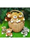 6-Piece Mini Jungle Stuffed Animal Plush Set,5-Inch Lion,Monkey,Elephant,Giraffe,Tiger,and Leopard - 5