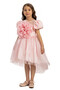 Girl's Floral Patterned Satin Evening Dress Birthday Dress 3-4-5-6-7 Years 35109Pr - 3