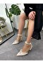 Beige Satin (Rival) Pearl Detail Women's Stiletto - 4