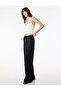 Lace-Up Waistband Straight-Leg Textured Wrinkled Trousers - 2