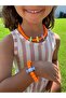 Orange Children's Necklace Bracelet Set with Candy