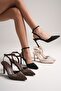 Elegant Stone Detailed Thin Heeled Ankle Strap Women's Shoes - 8