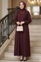 Sarev Hijab Dress 1694 - Burgundy - 4