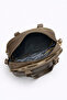 Women's Khaki Leather Multi-Compartment Column Strap Hand and Shoulder Zippered Daily Crossbody Bag - 3