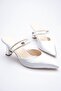 Women's Stoned Gray Satin Heeled Shoes Tr12Ms04C - 4
