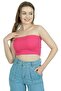 Women's Pink Corded Strapless Crop Bustier Casual & Stylish Top Stretchy Fabric - 2