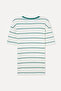 Men's Green Striped Comfort Fit Crew Neck T-Shirt - 5