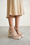 Women's Beige Heeled Sandals Tr12My02C