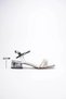 Women's Stone Detailed Ankle Buckle Nude Short Heeled Evening Dress Sandals - 6