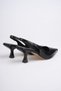Angelica Women's Black Crinkled Patent Leather Heeled Shoes - 7