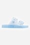 Jelly Pop Transparent Baby Blue Double Buckle Detail Flat Sole Women's Beach Slippers - 3