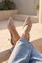 Daisy Beige Lace Pointed Toe Women's Heeled Shoes with Elastic Back - 2