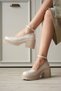 Women's Beige Patent Leather Ankle Boots Casual Shoes Tr06Ms01B - 4