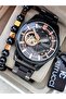 Steel Band Black Dial Automatic Movement Men's Wristwatch - 5