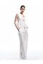 X Melis Ağazat - V-Neck Sleeveless Peplum Blouse with Seashell Accessory Detail - 2