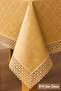 Table Covering No Ironing Required & Jacquard Woven Seamless Fabric – Lace Detail-Gold