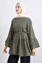 Ribbed Tunic with Flywheel Sleeves Y0104 - Khaki