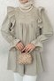 Shoulder Ruffle Detailed Tunic 2044 - Dark Beige - 3