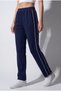 Women's Navy Blue Combed Cotton Ribbed Pocket Zippered Straight Leg Sweatpants