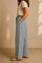Women's Gray Sofia Linen Double Pocket Wide Leg Trousers - 4