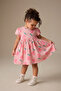 100% Cotton Crew Neck Short Sleeve Patterned Girl's Dress