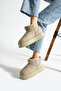 Ug Model Plain Pattern Suede Fur Lined Thick Sole Women's Tan Bootie
