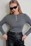 Mixray Button Detailed Round Neck Sweater