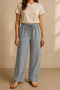 Women's Gray Sofia Linen Double Pocket Wide Leg Trousers