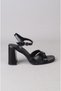Seç 4173 Genuine Leather Heel-Headed Women's Sandals (Heel Height: 9 cm) Black