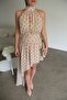 Halter Neck Asymmetrical Cut Maxi Long Premium Polka Dot Chiffon Dress - 5