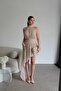 Halter Neck Asymmetrical Cut Maxi Long Premium Polka Dot Chiffon Dress - 7