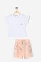 Girls' Shorts Set - Flower Embroidered Ruffle Sleeves with Elastic Waist (One Size Large Is Recommended)