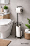Decorative Pedestal Spare Toilet Paper Holder Black