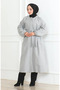 Hidden pat belted stamp coat 0504-01 gray