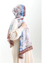 Hanzade french silk shawl 70330-05 brown denim blue - 4