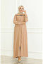 Zippered Robe with Elastic Sleeves 0475-02 Milk Coffee - 2