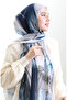 Hanzade French Silk Shawl 70328-01 Indigo Light Mink - 3