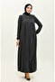 Pleated Zippered Abaya 5004-06 Grey - 2