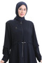 Large Size Sleeve Pleated Lace up Ferace 6194-03 Navy Blue - 3