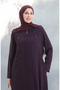 Large Size Metal Bead Zippered Ferace 6148-03 Plum - 4