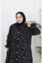 كاب مزخرف بنمط بغطاء رأس 0187A-01 أسود بيج - 3
