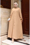 Hooded front button hijab abaya 2173-03 milky coffee - 2