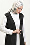 Large Size Draped Long Seasonal Vest 8739-04 Black - 3